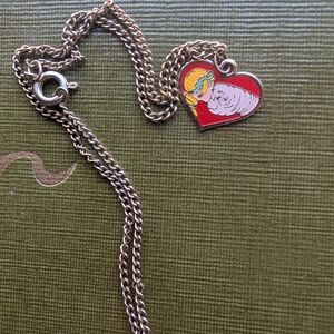 Vintage E.T. Heart Shape Child's Pendant Charm Necklace Drew Barrymore